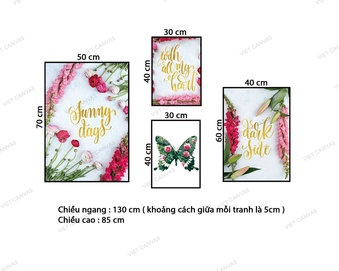 Bộ 4 Tranh Hoa Lá Ngọt Ngào - VZ589.2