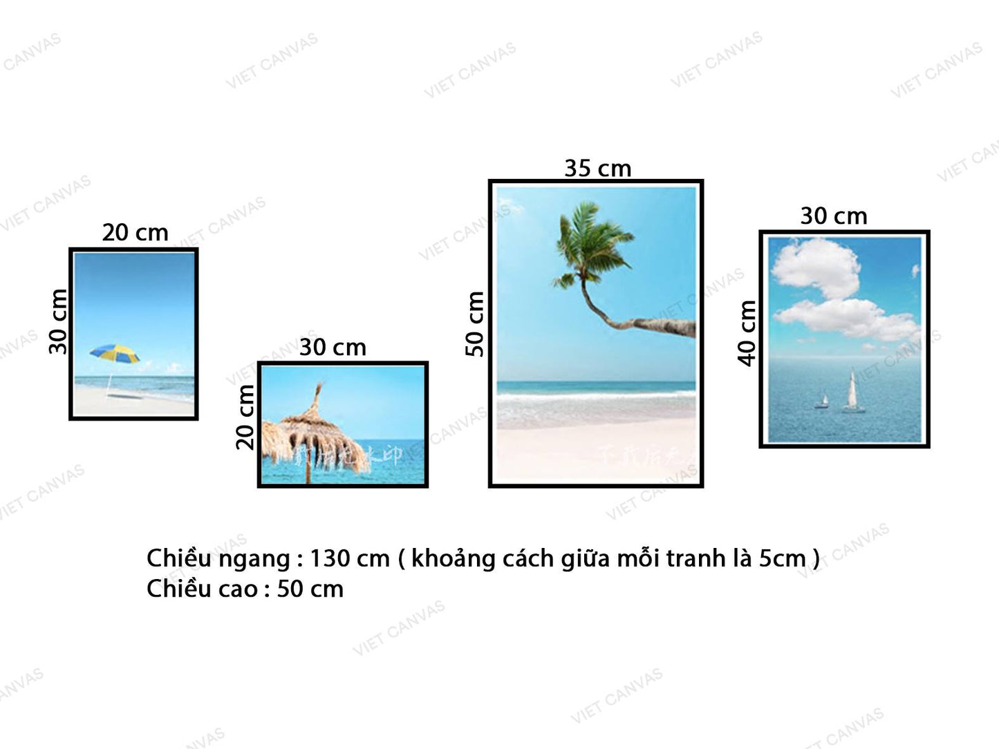 Bộ 4 Tranh Bãi Biển Mùa Hè - VZ007.1