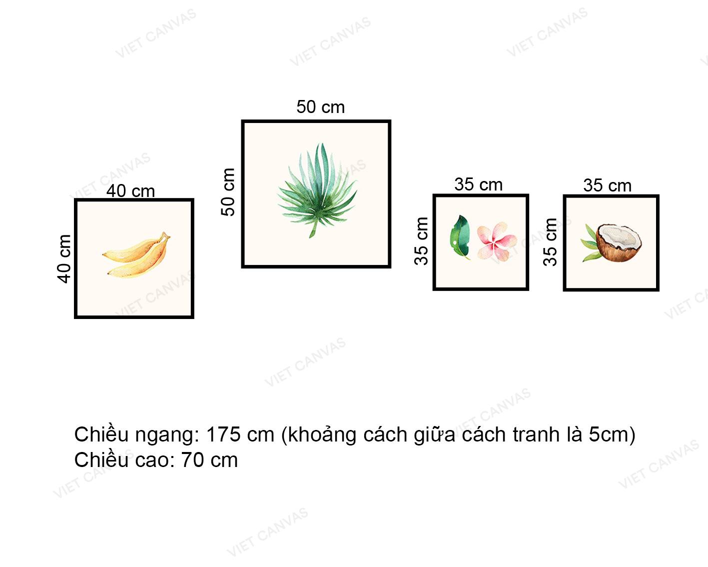 Bộ 4 Tranh Hoa Quả Và Lá Xanh - VZ612.2