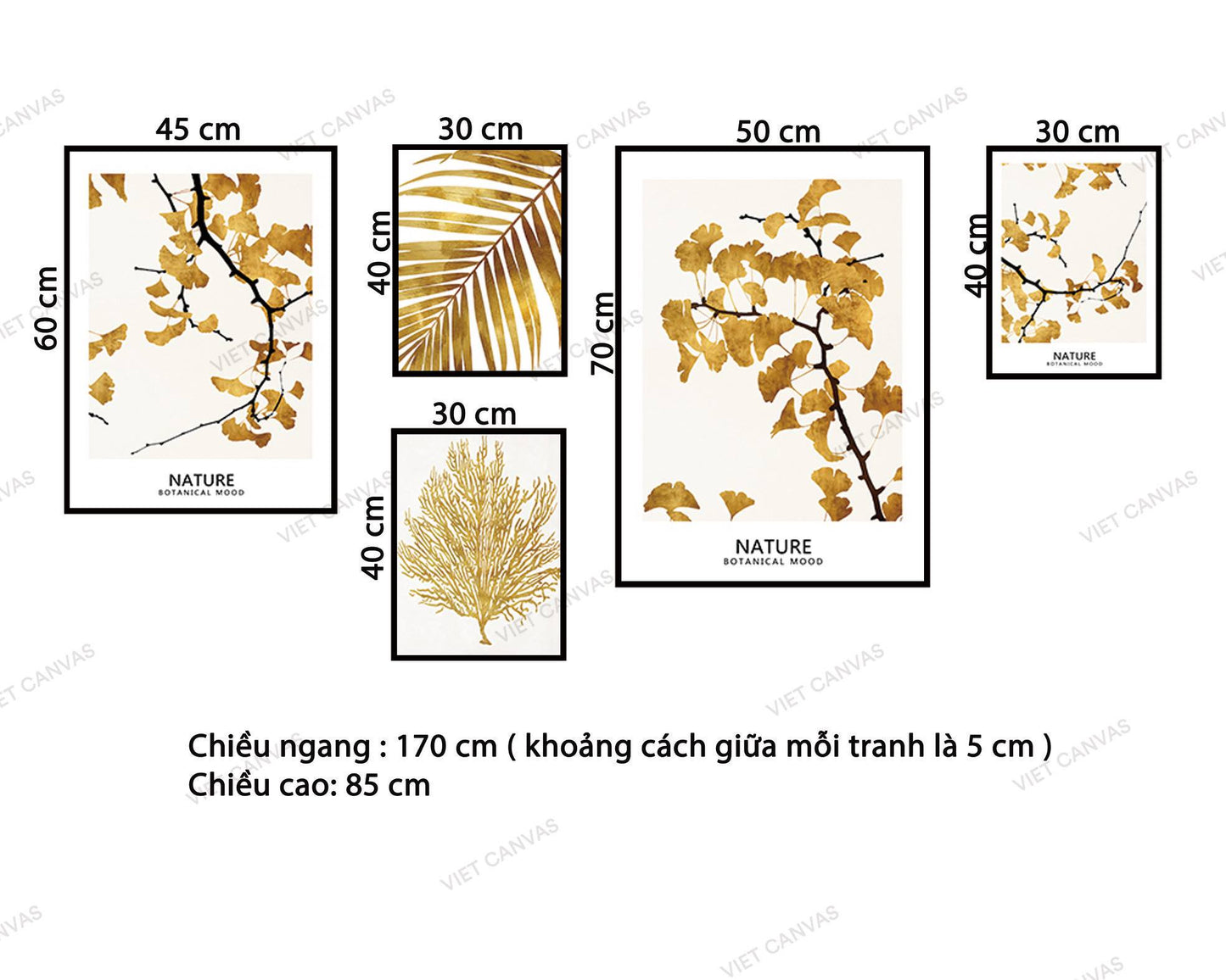 Bộ 5 Tranh Lá Vàng Ấn Tượng - VZ067.1