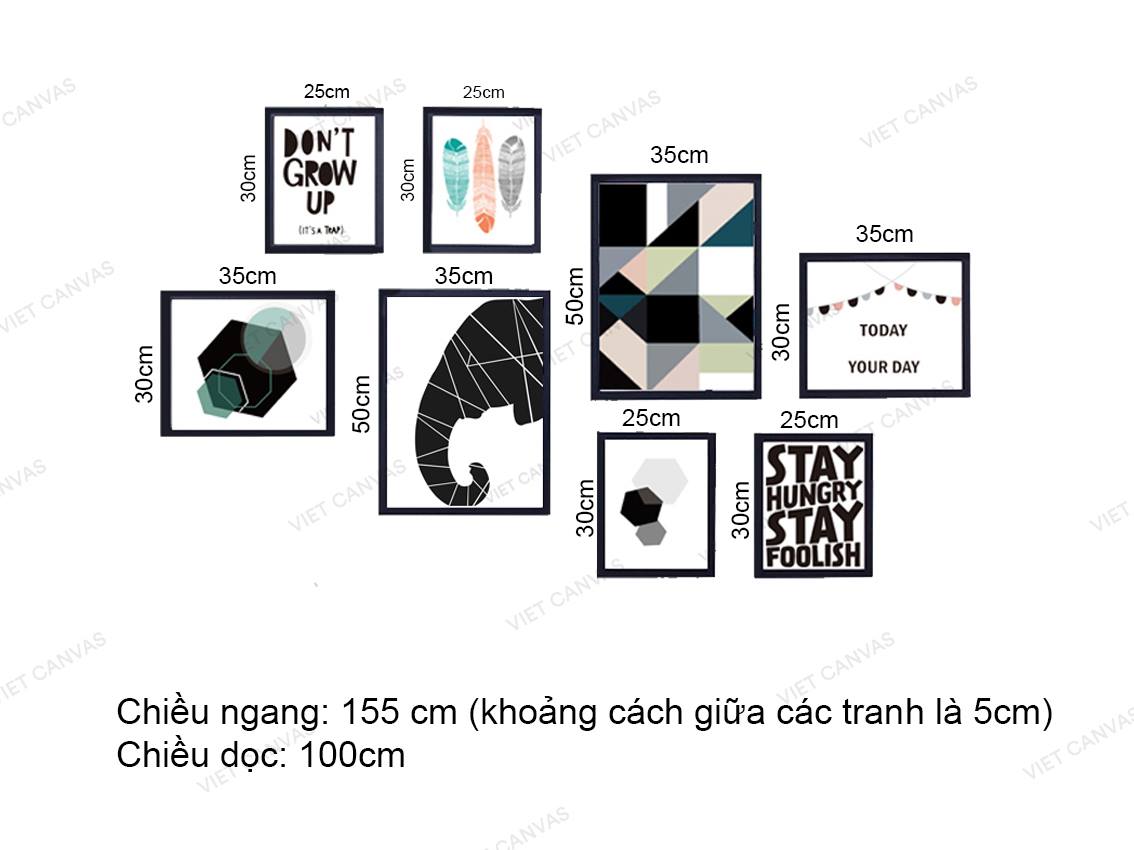 Bộ 8 Tranh Voi, Lông Vũ Và Quotes - VZ101.1