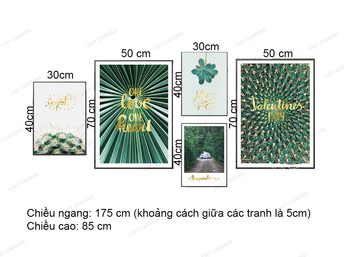 Bộ 5 Tranh Cây Và Lá Xanh - VZ008.1