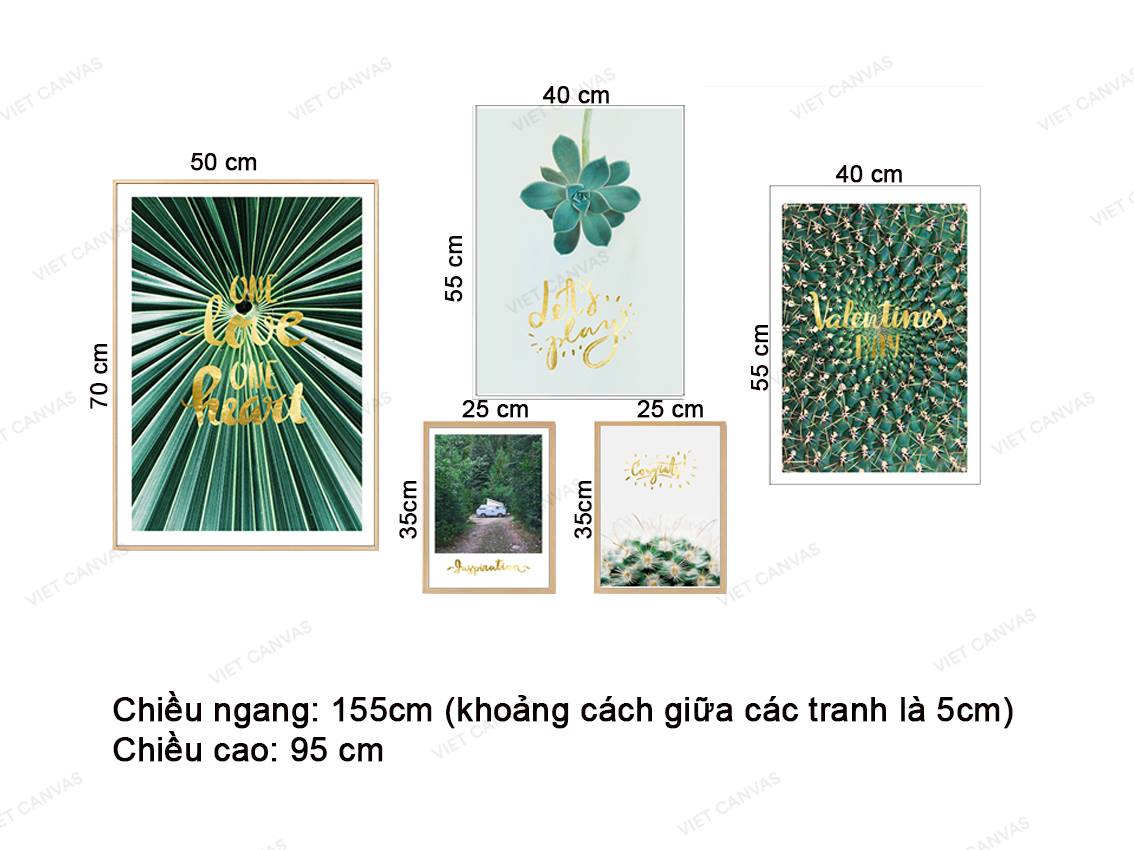 Bộ 5 Tranh Cây Và Lá Xanh - VZ008.3
