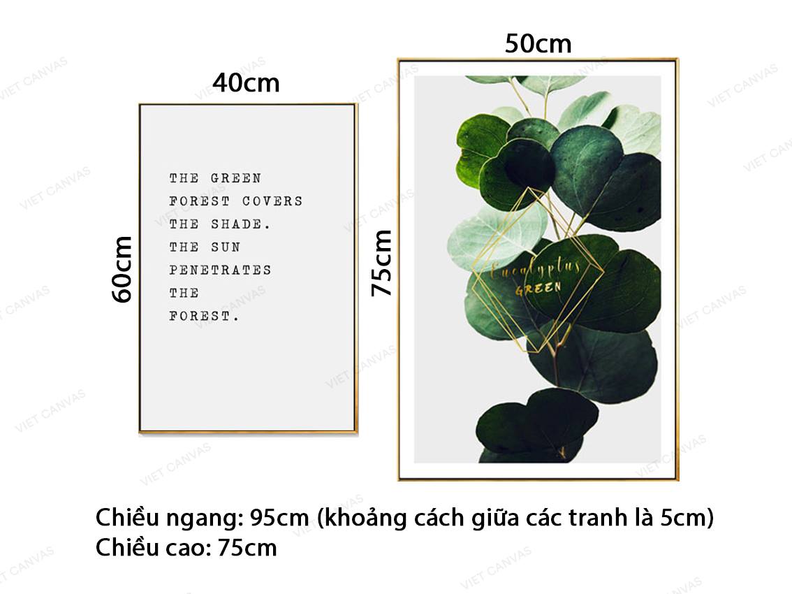 Bộ 2 Tranh Lá Cây Và Quotes - VZ088.2