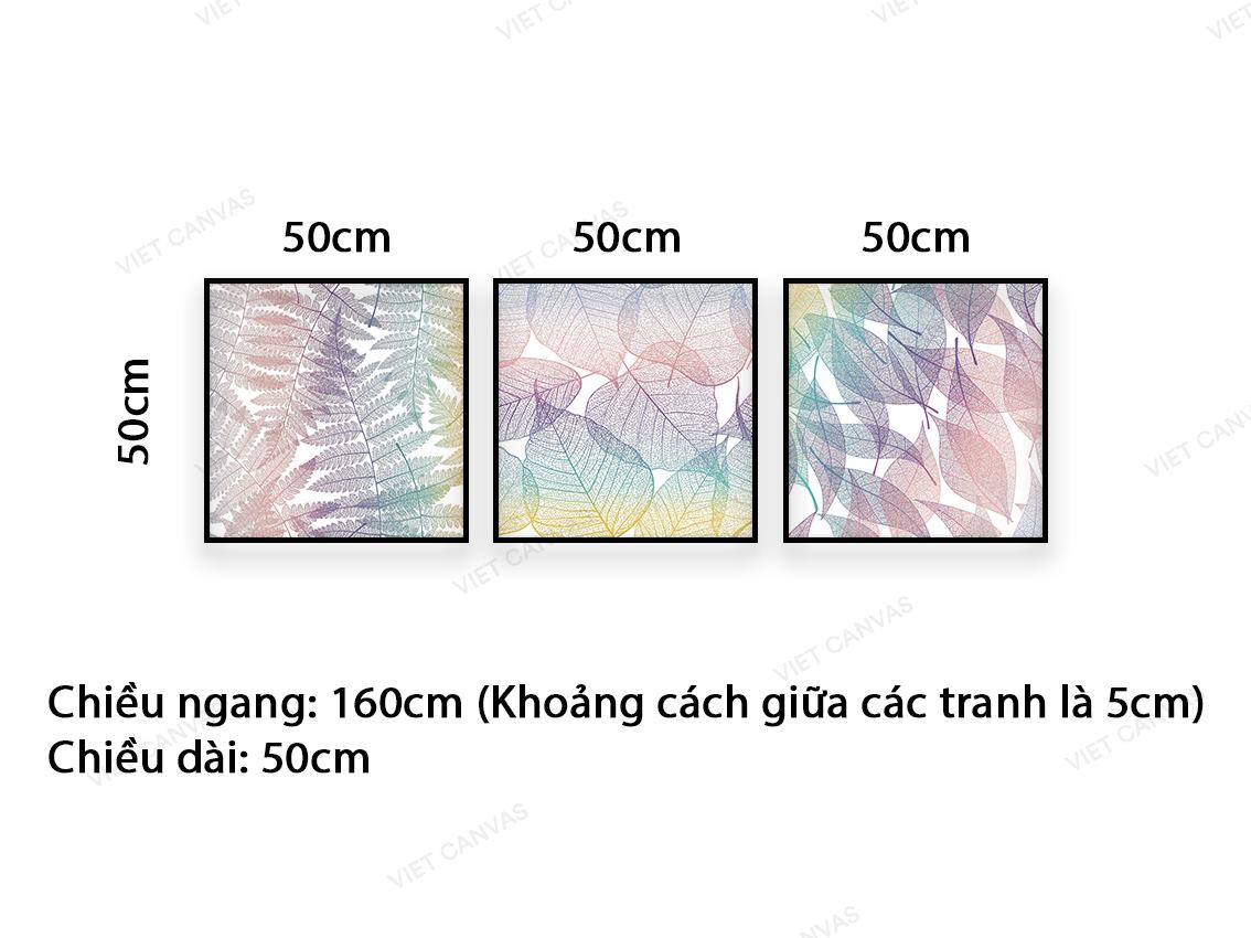 Bộ 3 Tranh Lá Đầy Sắc Màu - VC879