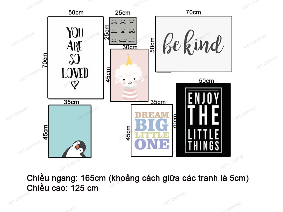 Bộ 7 Tranh Thỏ, Chim Cánh Cụt Và Quotes - VZ129.1