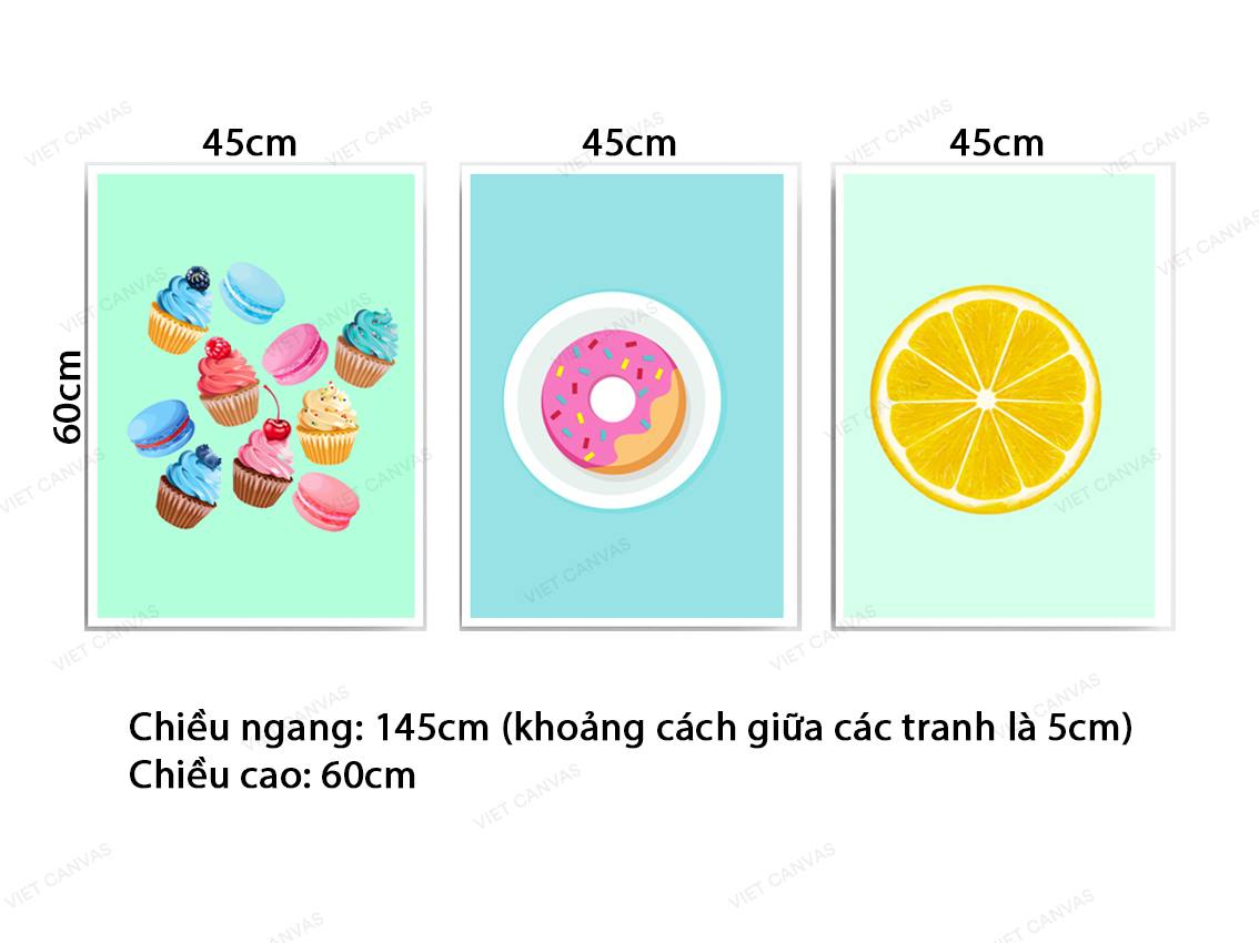 Bộ 3 Tranh Bánh Ngọt Và Quả Cam - VZ583.1