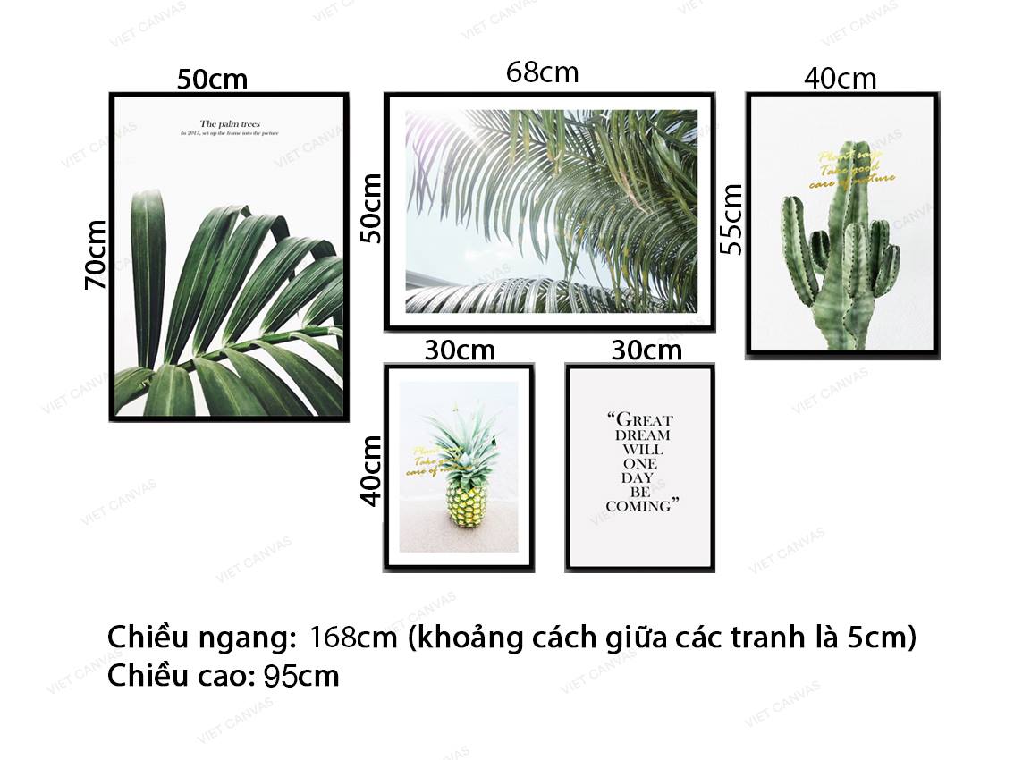 Bộ 5 Tranh Xương Rồng, Dứa Và Lá Cây - VZ799