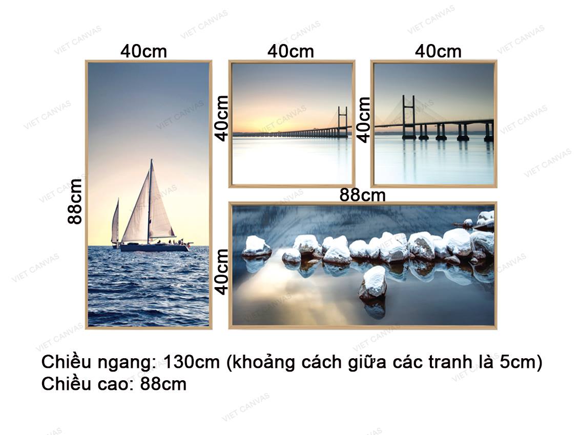 Bộ 4 Tranh Biển Và Cánh Buồm - VZ072.1