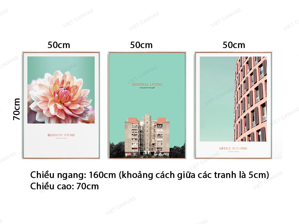 Bộ 3 Tranh Hoa Nở Và Tòa Nhà - VZ525.1