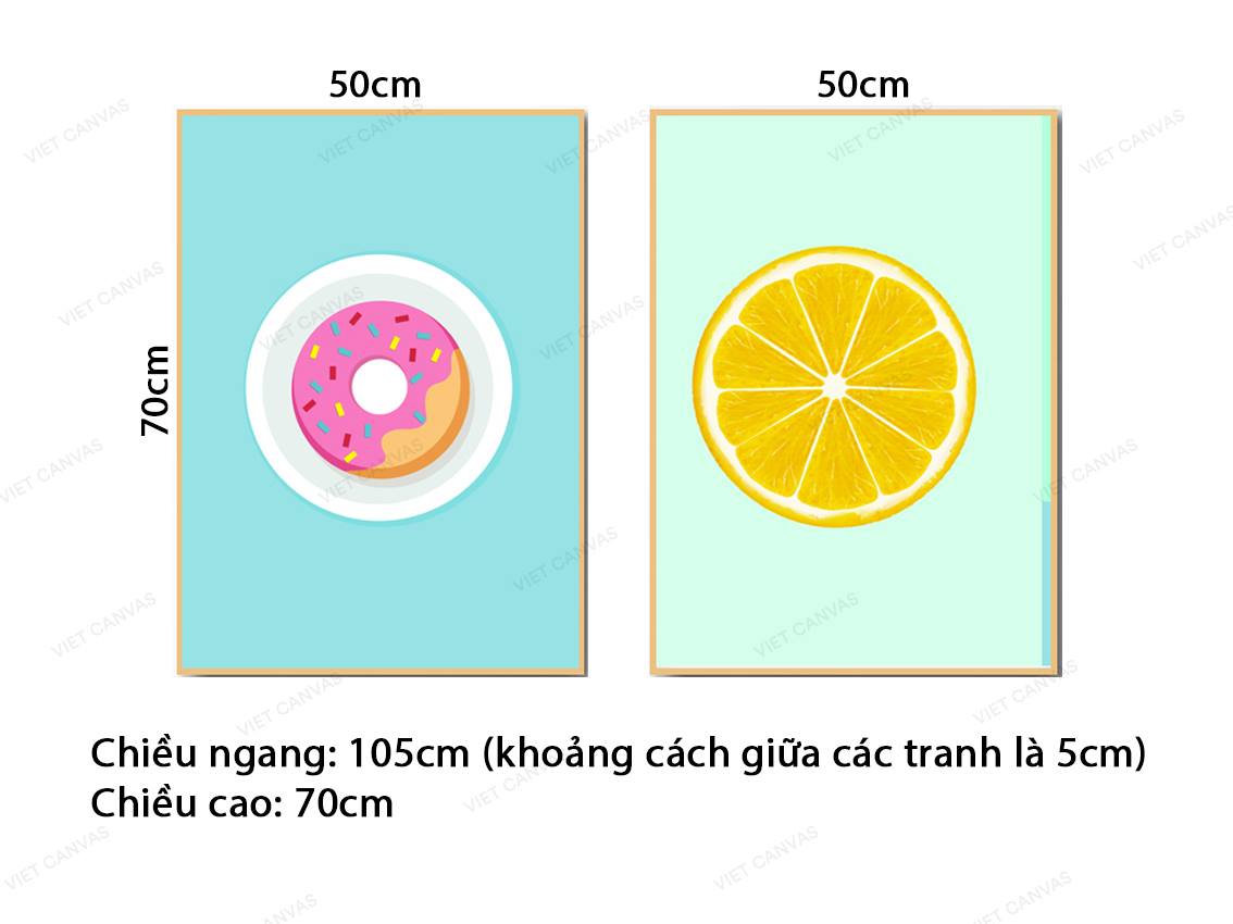 Bộ 2 Tranh Bánh Donut Và Cam - VZ583