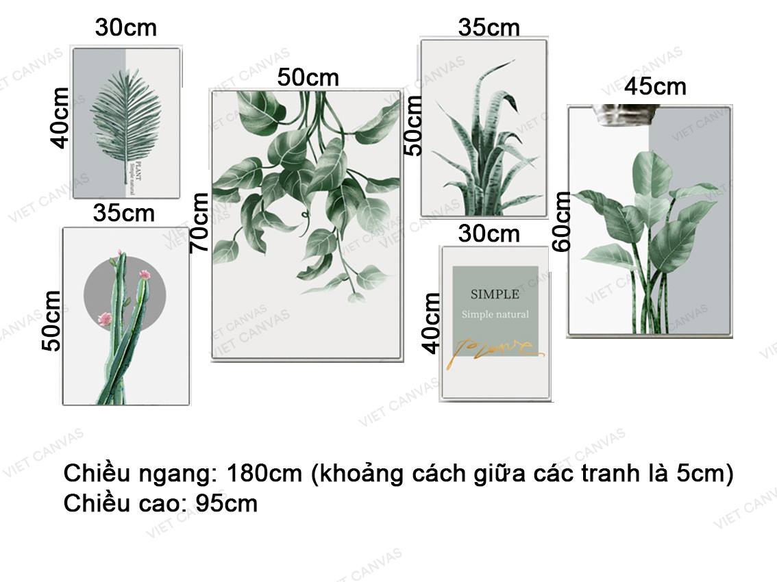 Bộ 6 Tranh Lá Cây Xanh - VZ068.1