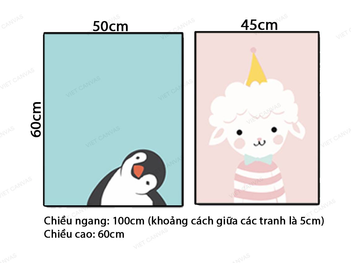 Bộ 2 Tranh Cừu Xinh Và Cánh Cụt Dễ Thương - VZ129.3