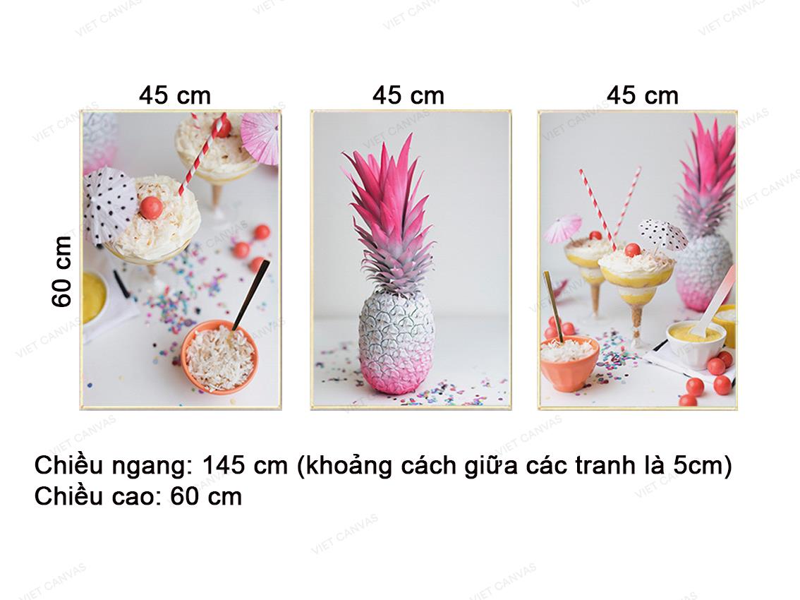 Bộ 3 Tranh Trái Dứa Và Kem Dâu - VZ164.1