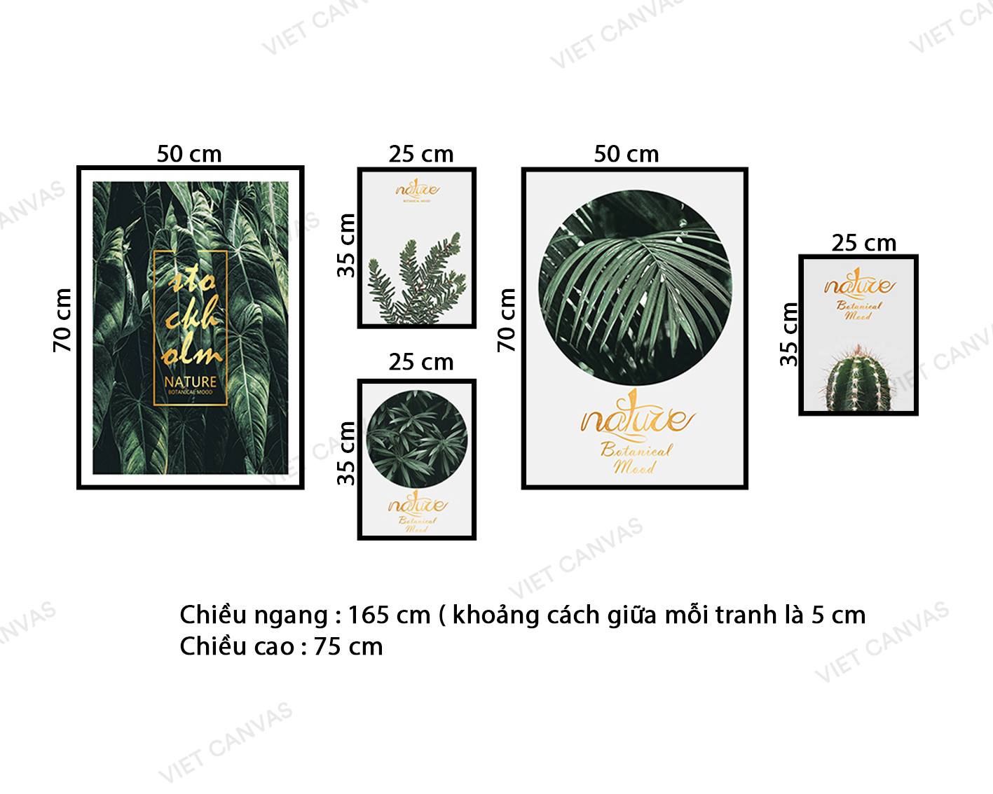 Bộ 5 Tranh Vườn Lá Xanh - VZ892