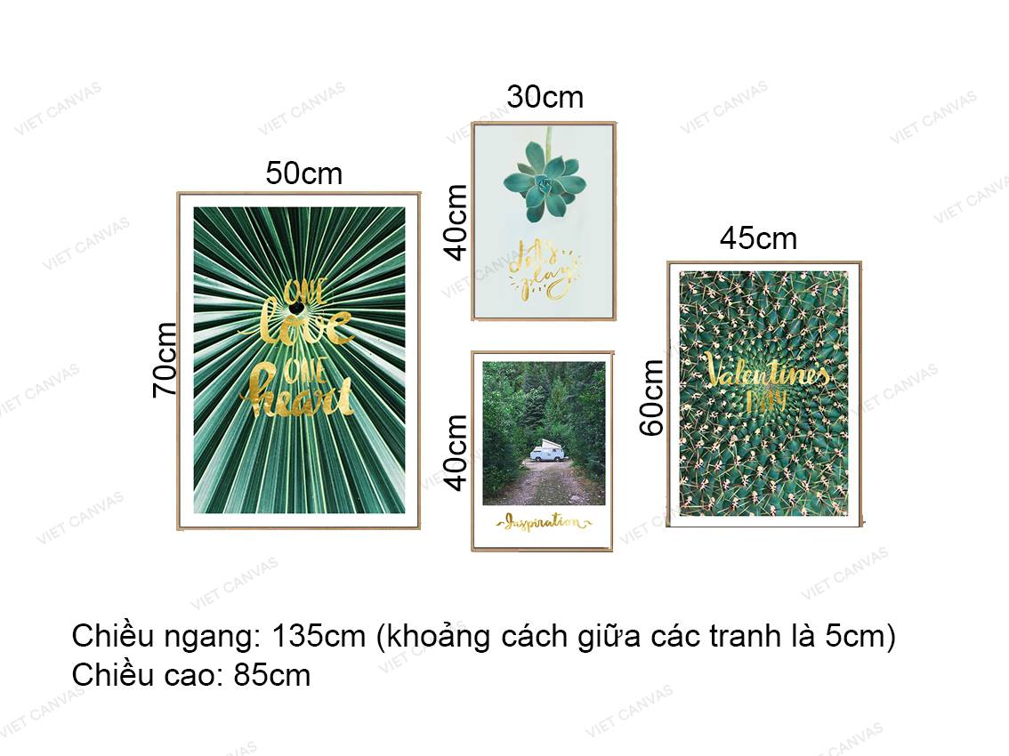 Bộ 4 Tranh Cây Lá Xanh - VZ008.2