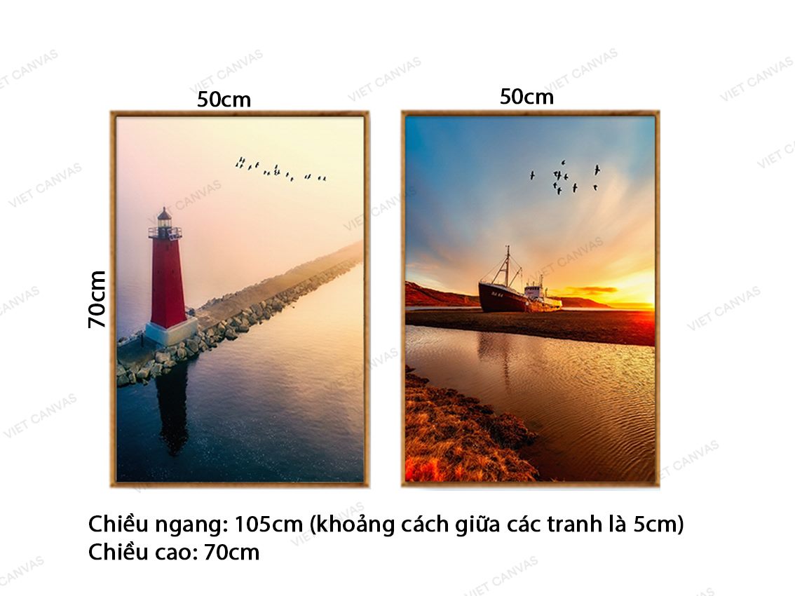 Bộ 2 Tranh Hoàng Hôn Trên Biển - VZ531.2