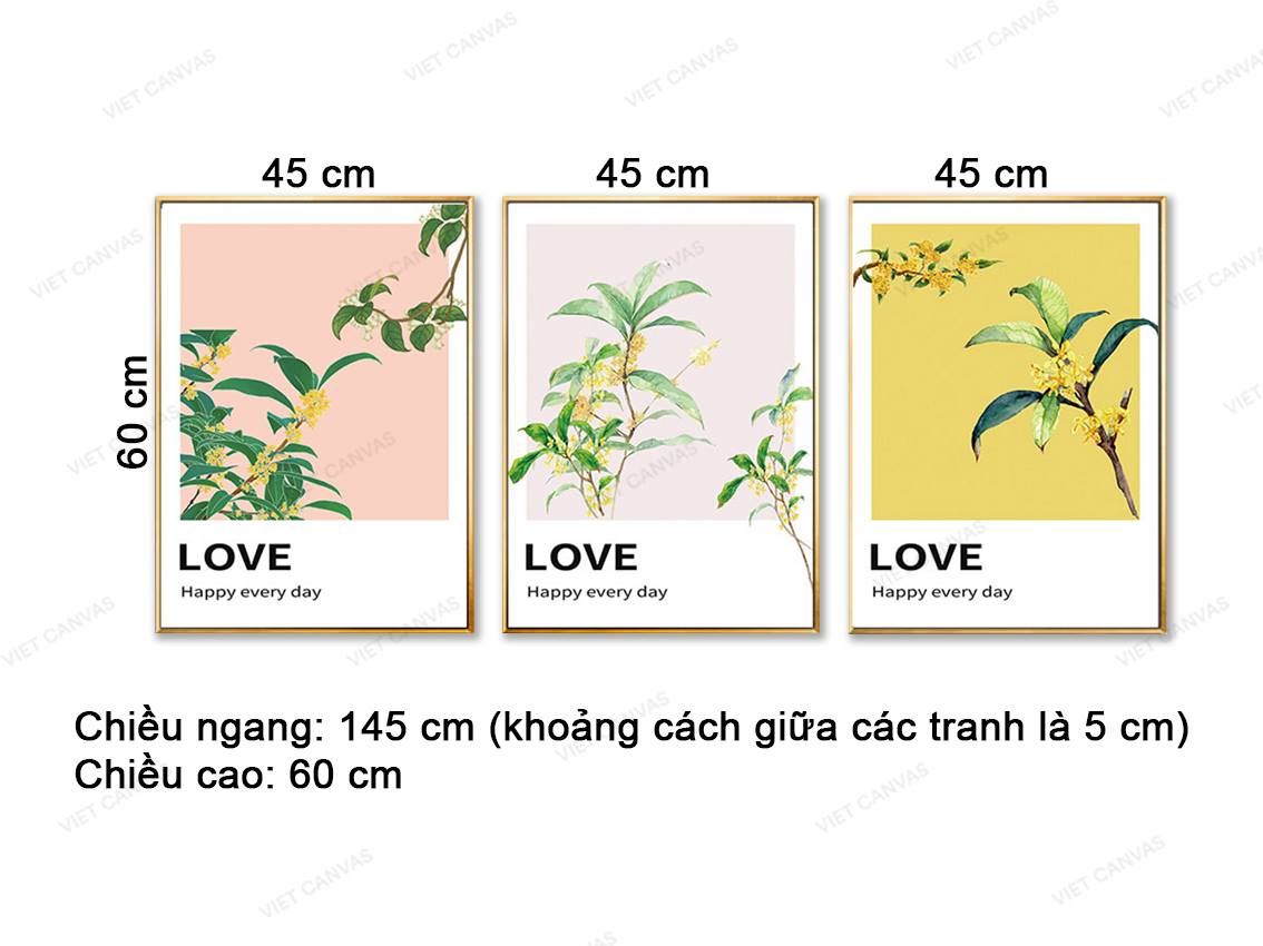 Bộ 3 Tranh Cành Lá Xanh - VZ870.1
