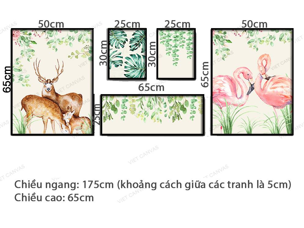 Bộ 5 Tranh Động Vật Và Lá Cây Ấn Tượng - VZ910
