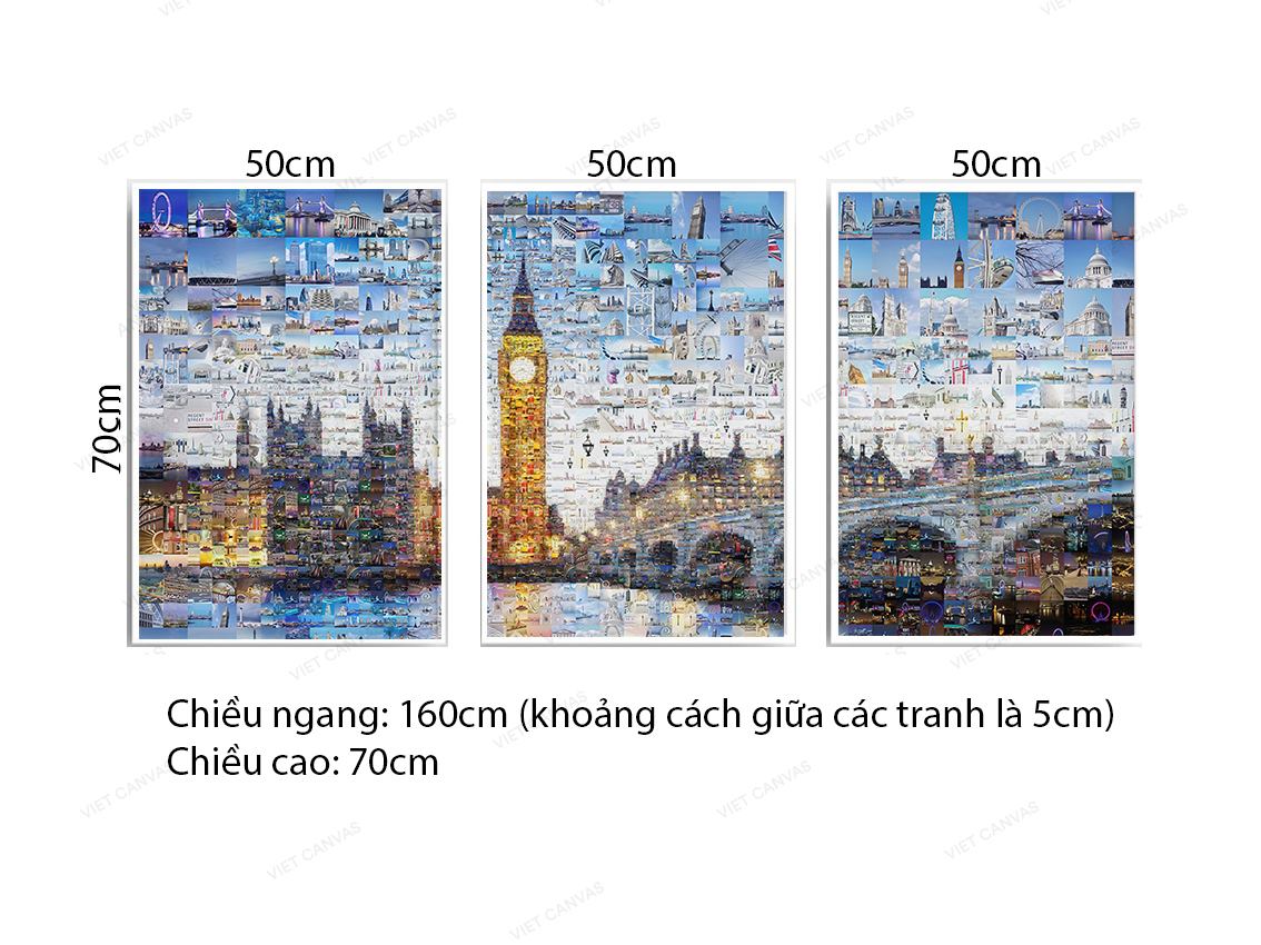 Bộ 3 Tranh Tháp Đồng Hồ Big Ben - VZ526.1