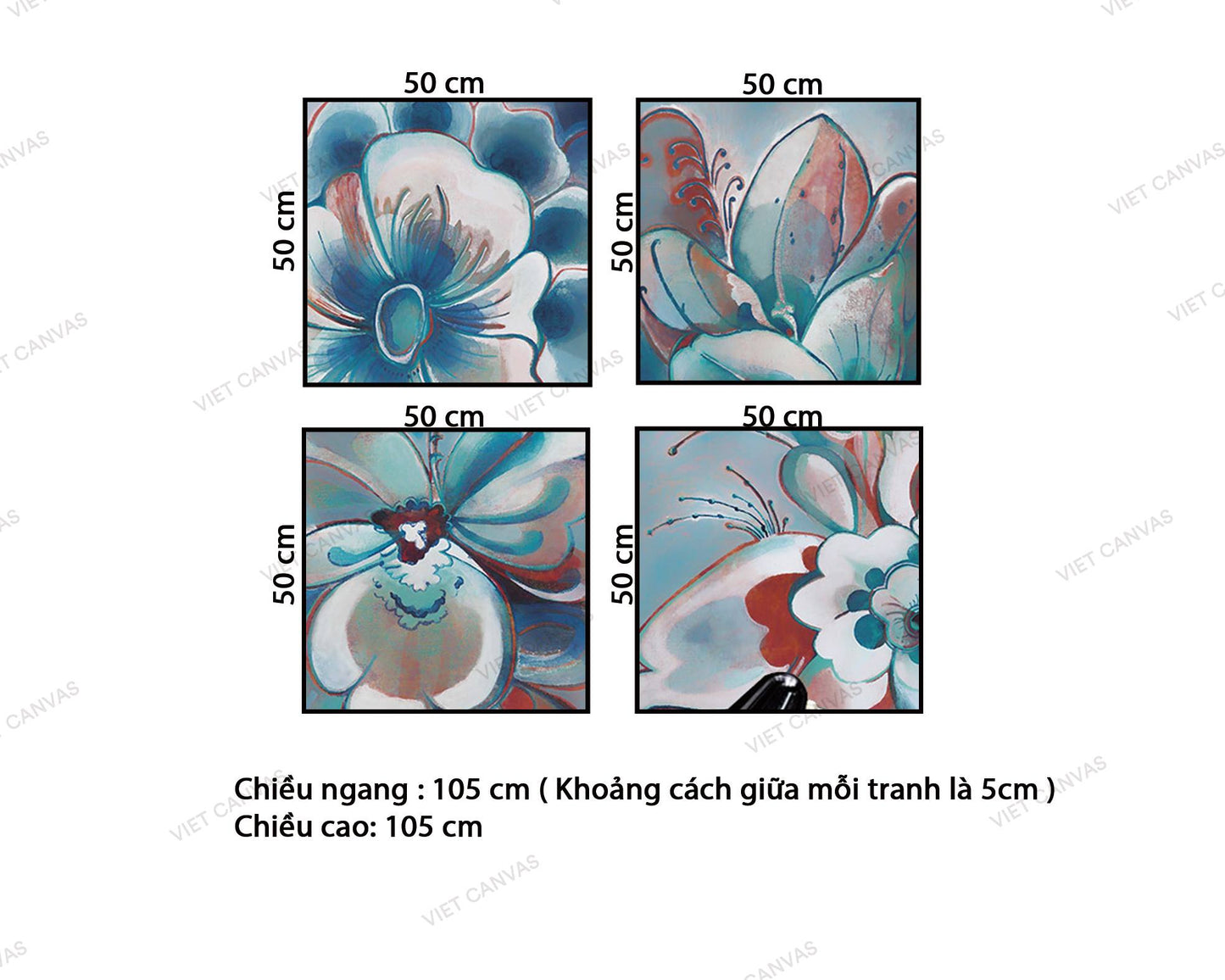 Bộ 4 Tranh Hoa Nở Rực Rỡ - VZ590.1