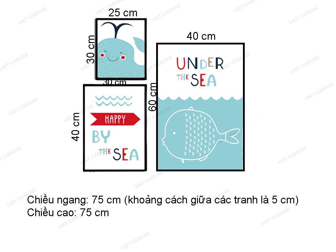 Bộ 3 Tranh Cá Và Quotes - VZ113.2