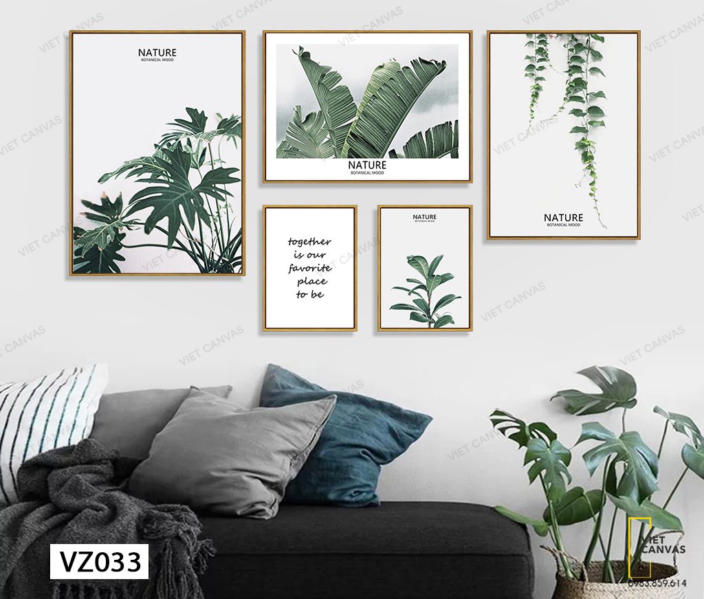 Bộ 5 Tranh Lá Cây Tươi Mát - VZ033