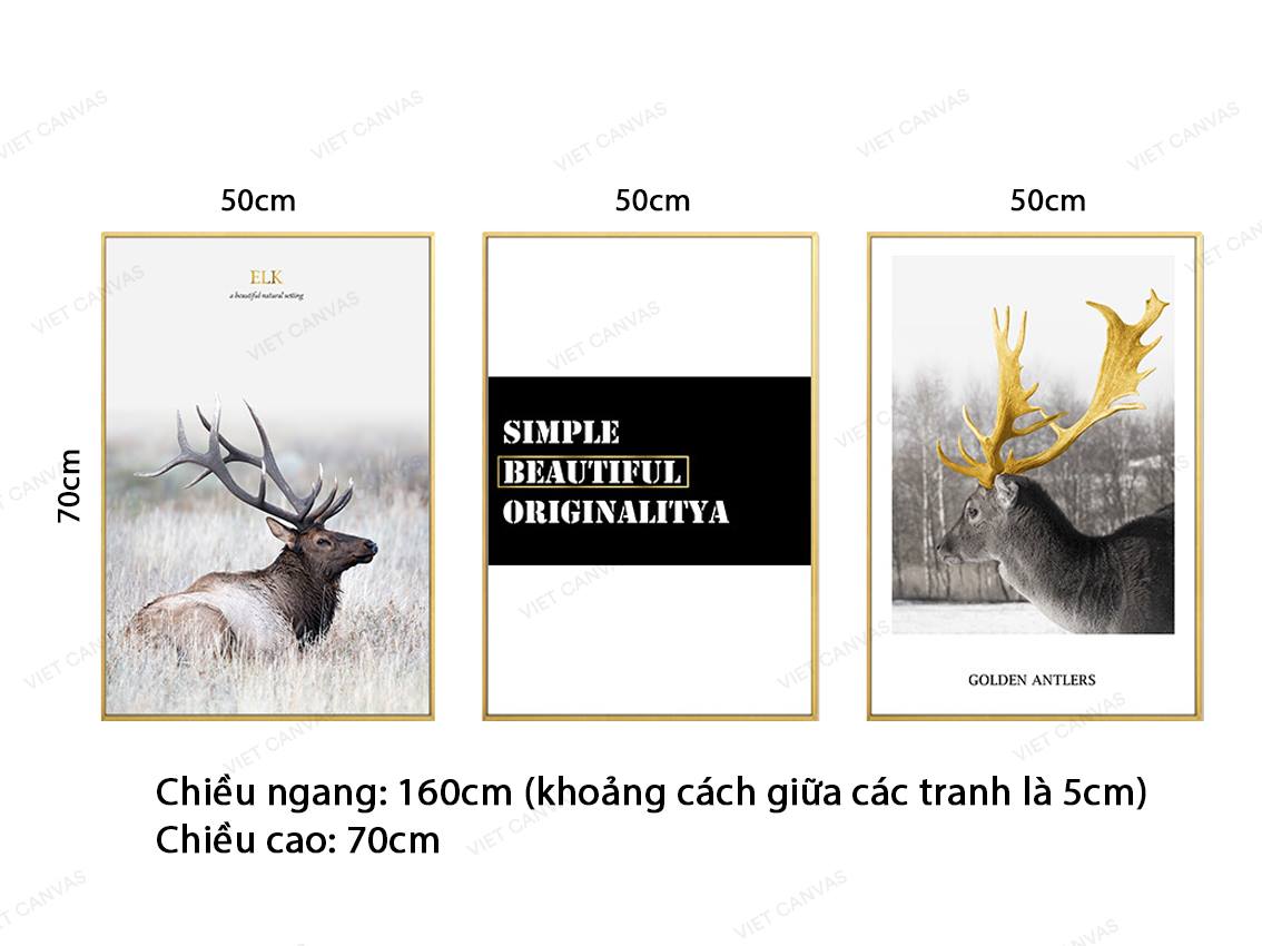 Bộ 3 Tranh Chú Tuần Lộc Và Quotes - VZ092.2