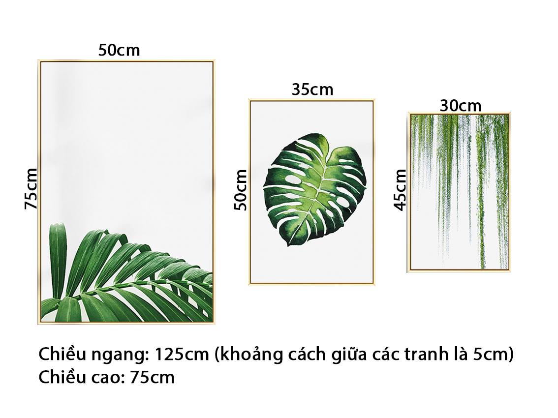Bộ 3 Tranh Sắc Xanh Màu Lá - VZ206.3