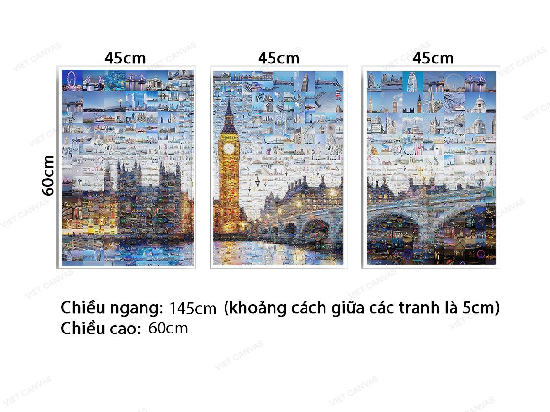 Bộ 3 Tranh Tháp Đồng Hồ Big Ben - VZ526.1