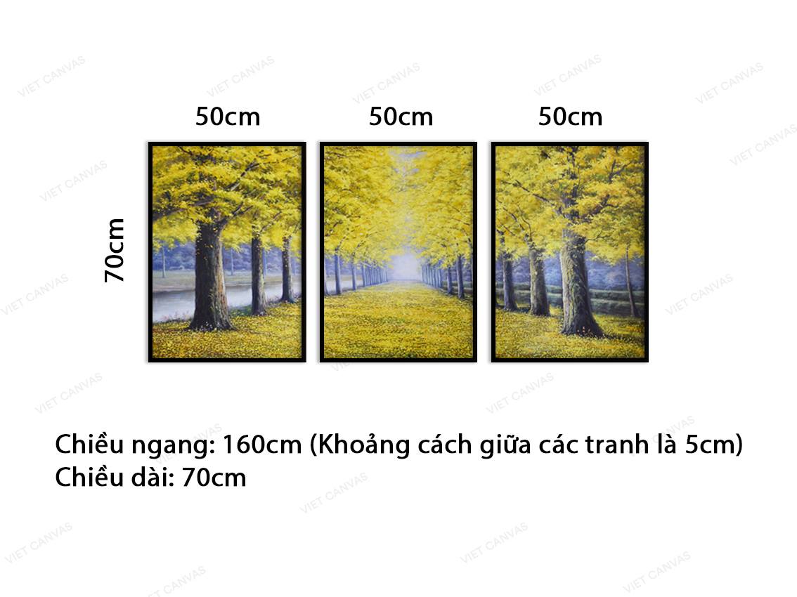 Bộ 3 Tranh Con Đường Rợp Lá Vàng - VY041.2