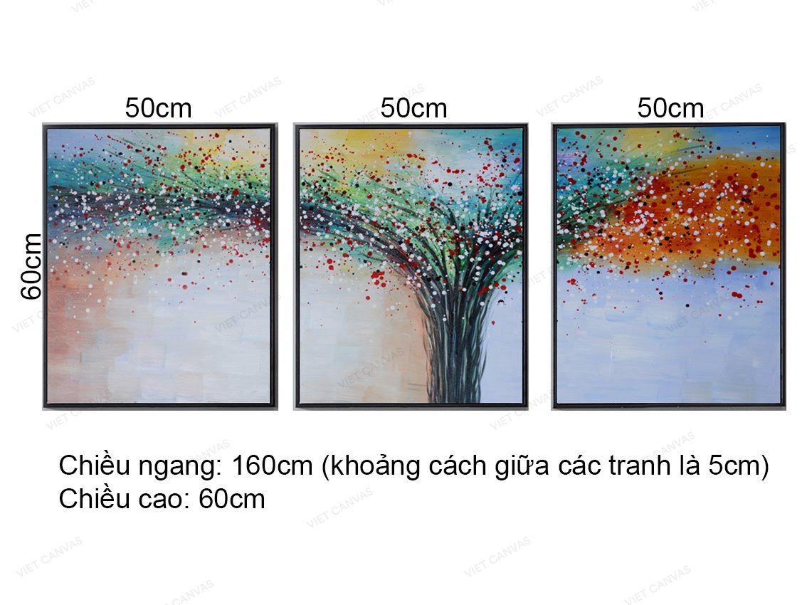 Bộ 3 Tranh Sắc Màu Cây Rực Rỡ - VZ814.1