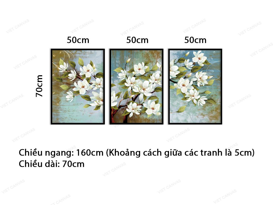 Bộ 3 Tranh Những Bông Hoa Trắng Tinh Khiết - VY034