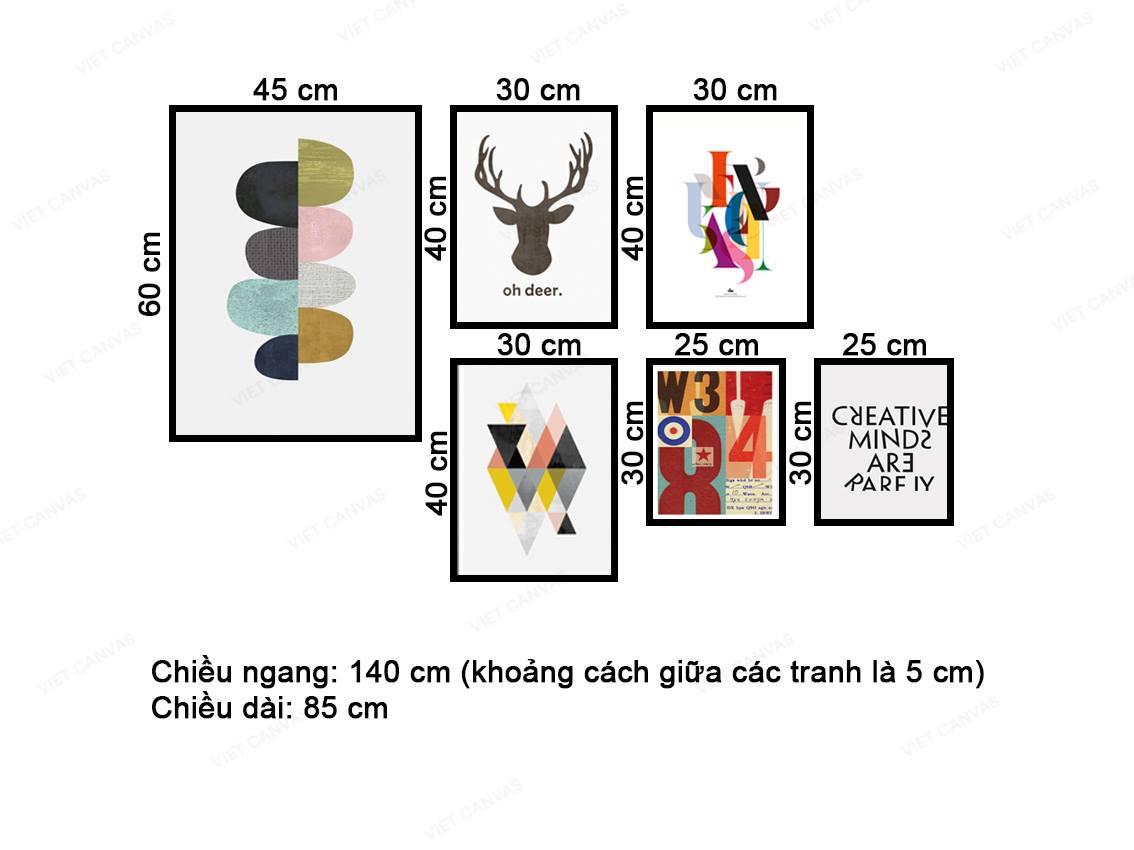 Bộ 6 Tranh Trừu Tượng Và Quotes - VZ461.1