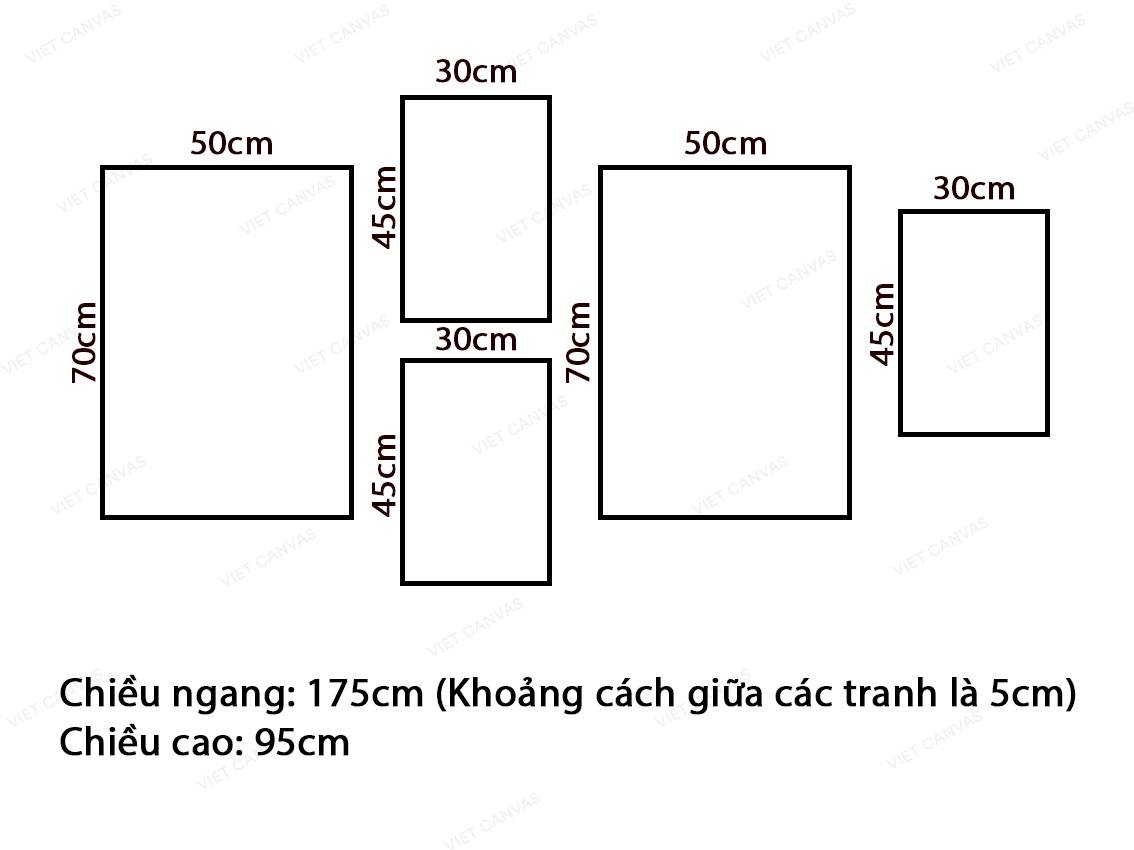 Bộ 5 Tranh Cô Gái, Lá Cây, Xương Rồng Và Chiếc Xe Lam - VK020.1