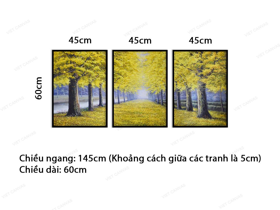 Bộ 3 Tranh Con Đường Rợp Lá Vàng - VY041.2