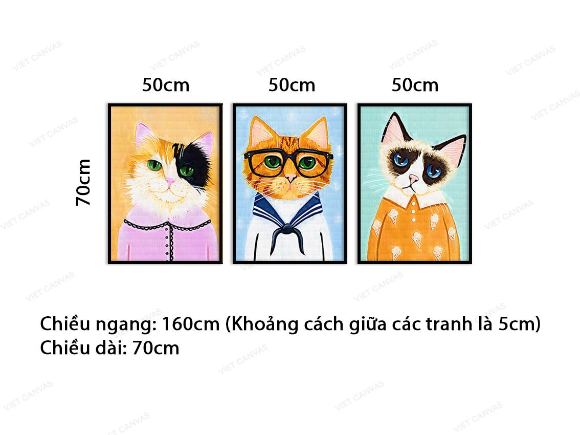 Bộ 3 Tranh Biểu Cảm Ngộ Nghĩnh Của Các Chú Mèo - VZ935.1