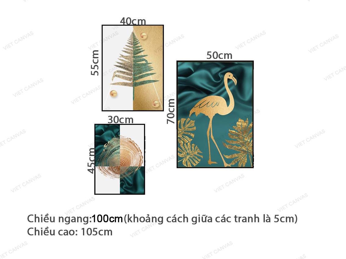 Bộ 3 Tranh Chú Hạc Khoe Sắc Và Lá Cây - VZ920.2