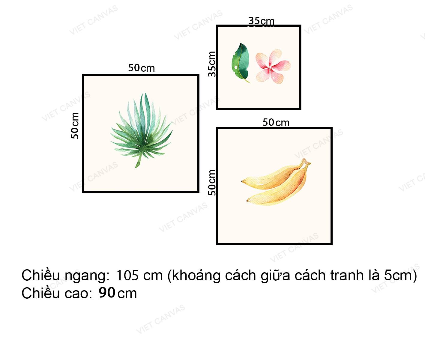 Bộ 3 Tranh Hoa Quả Và Lá Xanh - VZ612.3