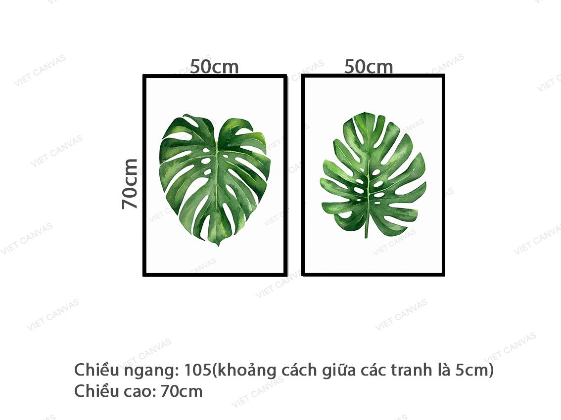Bộ 2 Tranh Lá Cây Monstera Ấn Tượng - VZ625.2