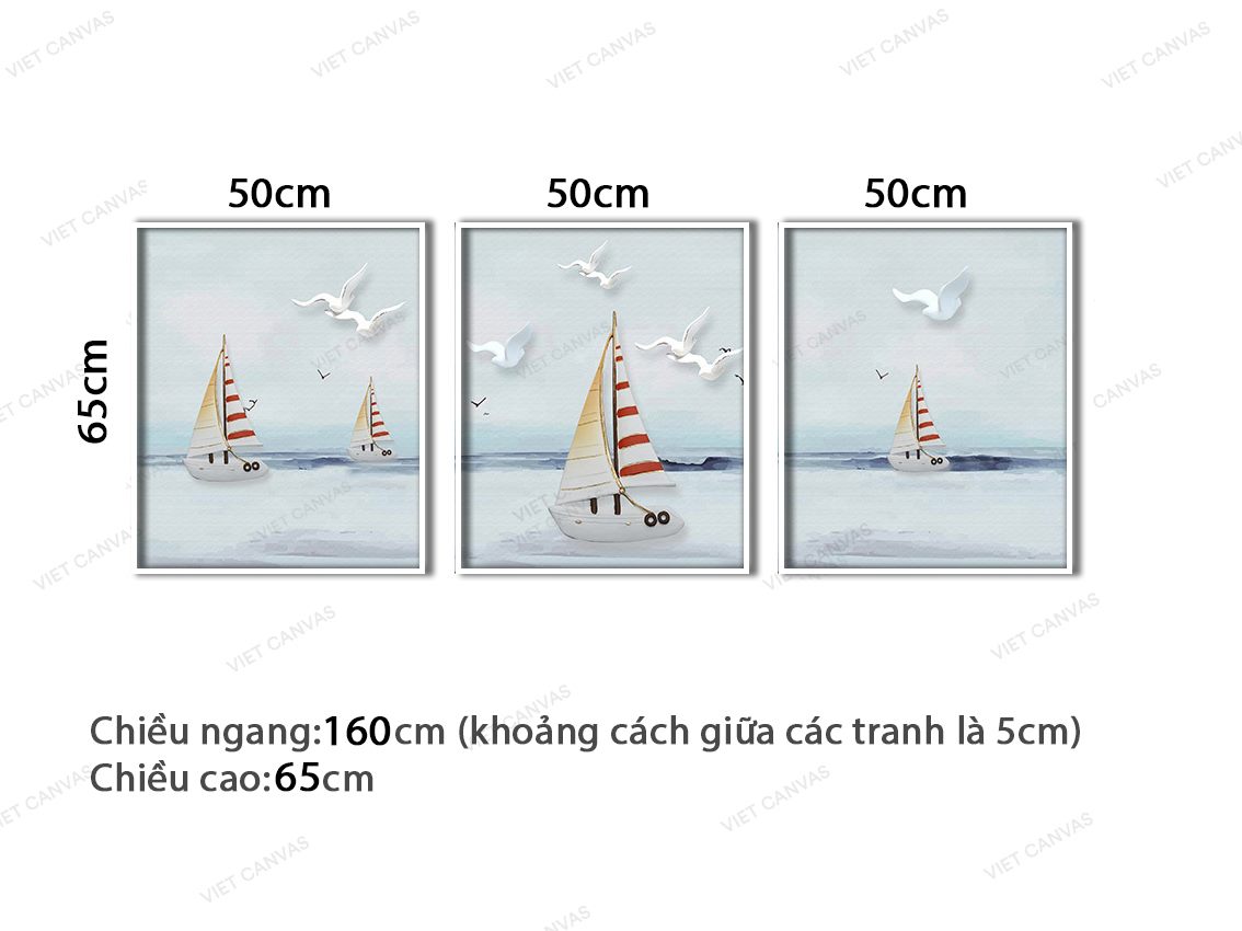 Bộ 3 Tranh Biển Và Hải Âu - VZ363