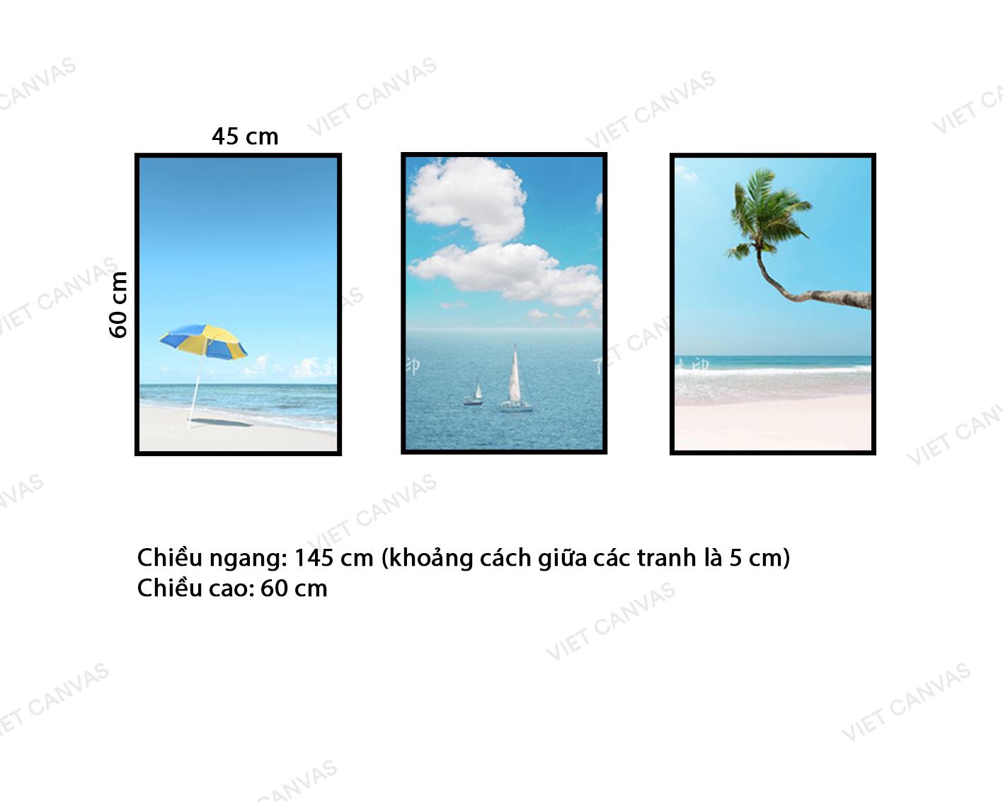 Bộ 3 Tranh Biển Xanh Cát Trắng - VZ007.2