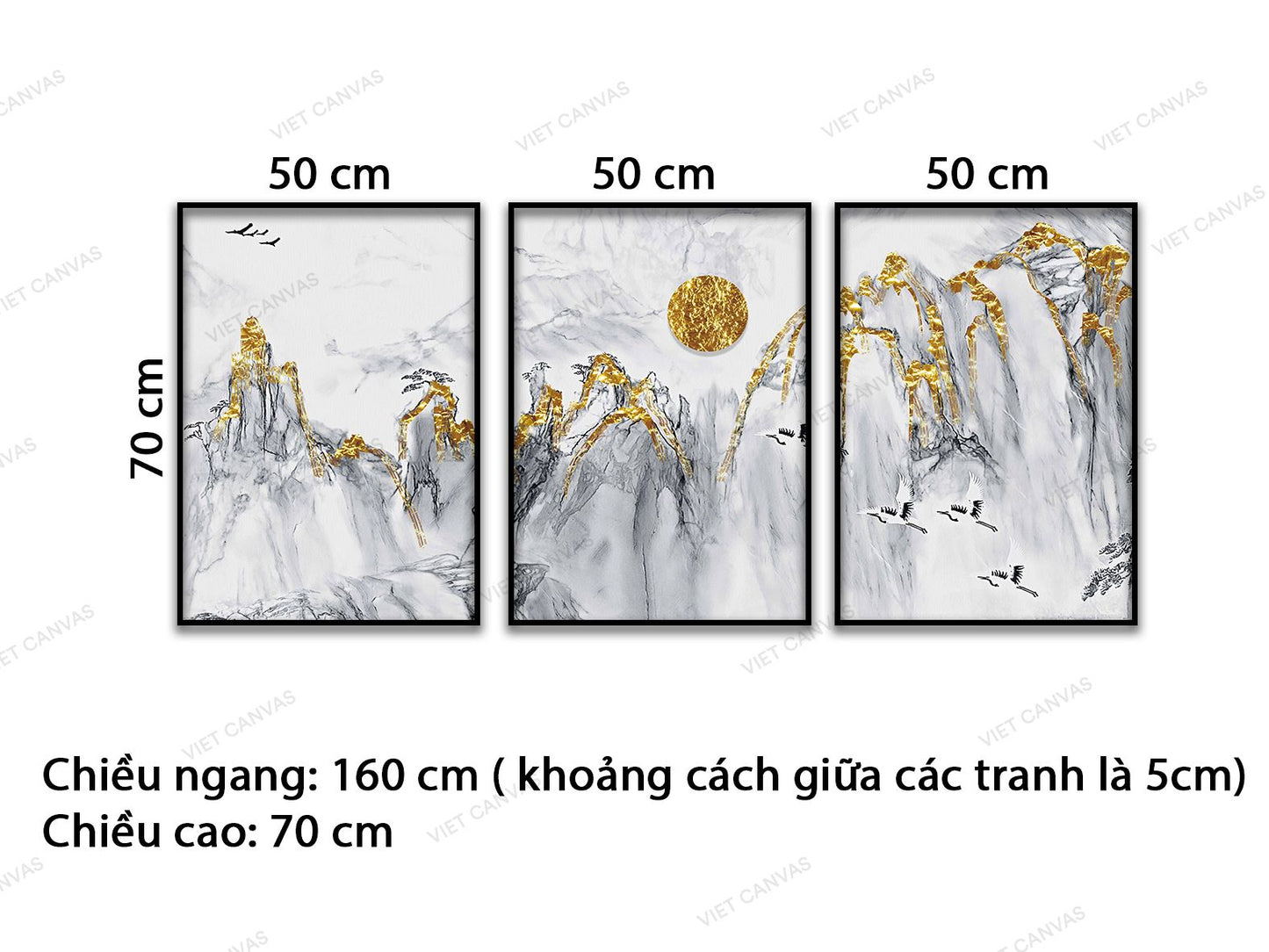 Bộ 3 Tranh Trăng Vàng Trên Đỉnh Núi - VD295