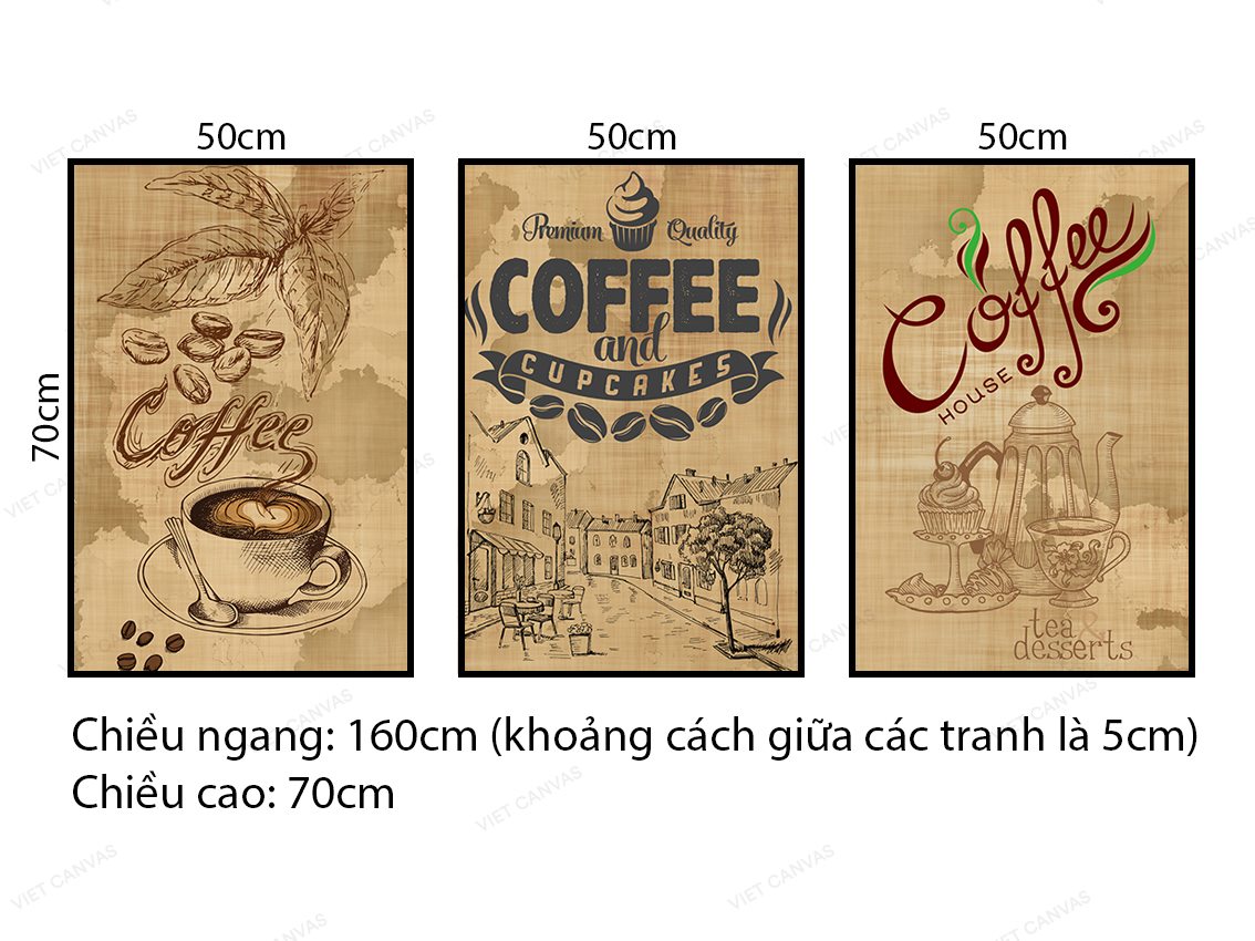 Bộ 3 Tranh Coffee And Cupcakes - VZ147