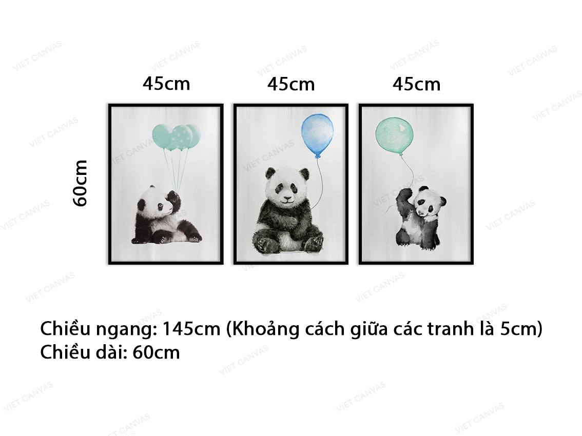Bộ 3 Tranh Bé Gấu Trúc Tinh Nghịch - VY007.1