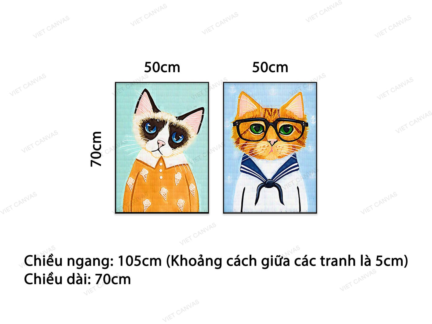 Bộ 2 Tranh Chân Dung Hai Chú Mèo - VZ935.2
