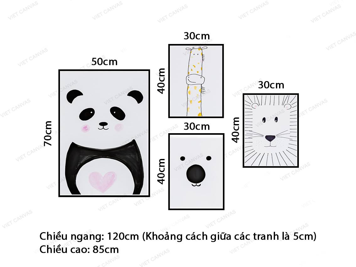 Bộ 4 Tranh Gấu Dễ Thương - VY008.2