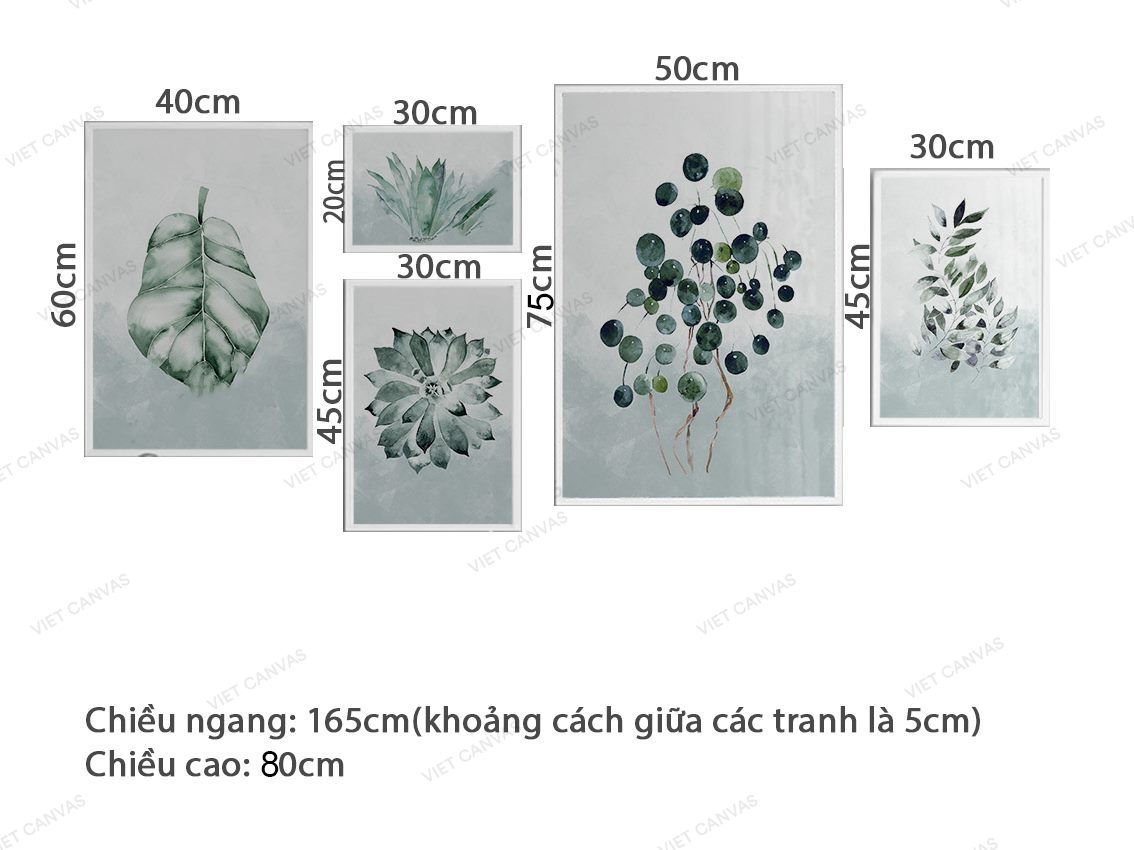 Bộ 5 Tranh Lá Cây Sinh Động - VZ223.1