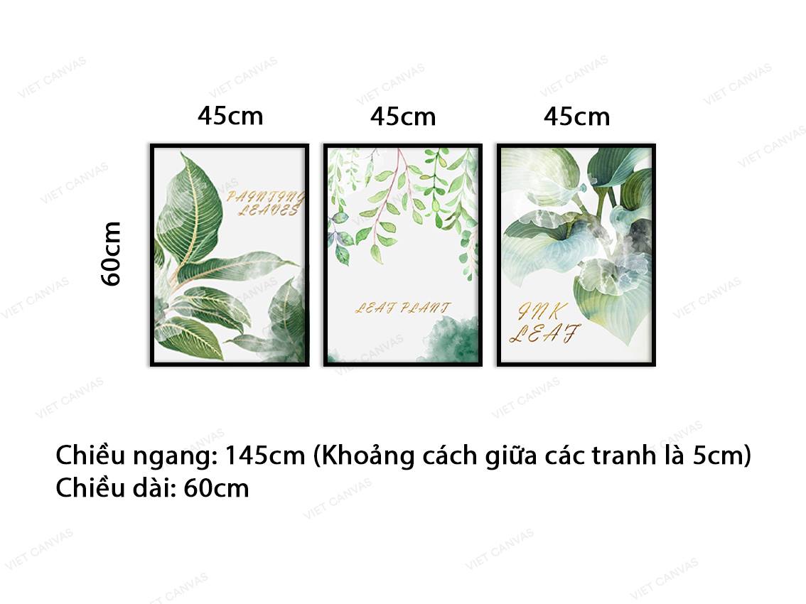 Bộ 3 Tranh Lá Cây Xanh - VY035.1