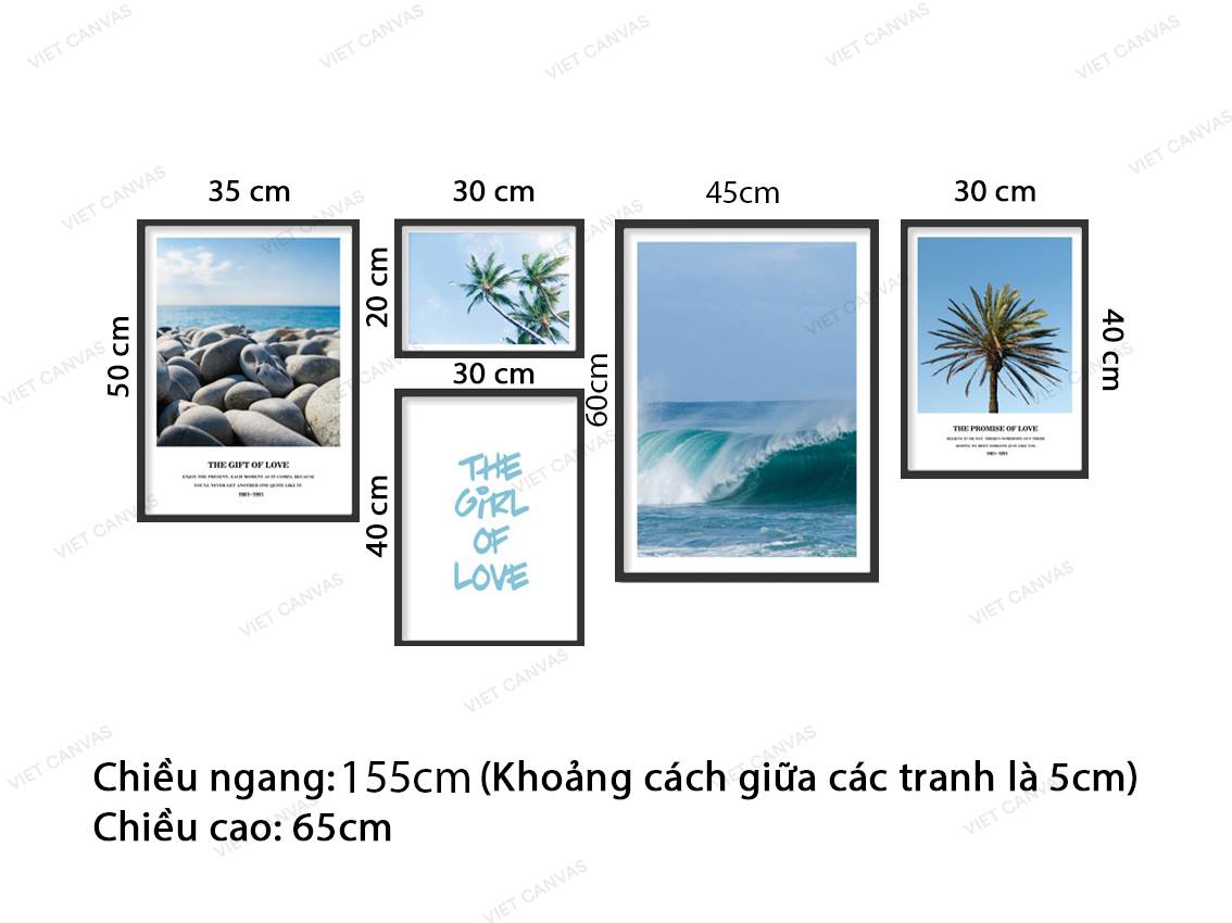 Bộ 5 Tranh Cảnh Biển Xanh - VZ993.2